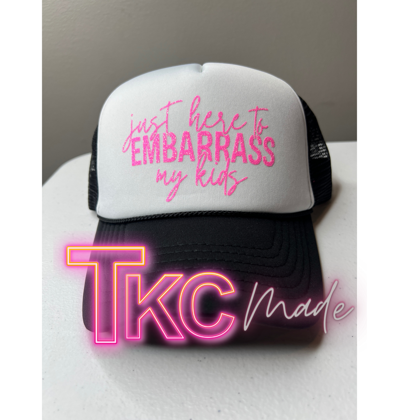 Just here to embarrass my kids in Pink or black glitter