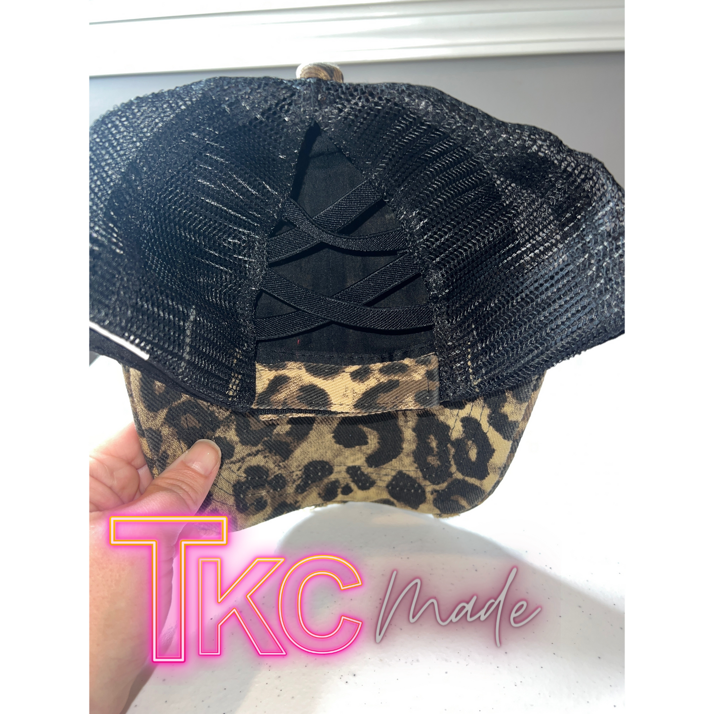 KC Leopard Print Women's fit Ponytail Hat *Choose your favorite player's number*