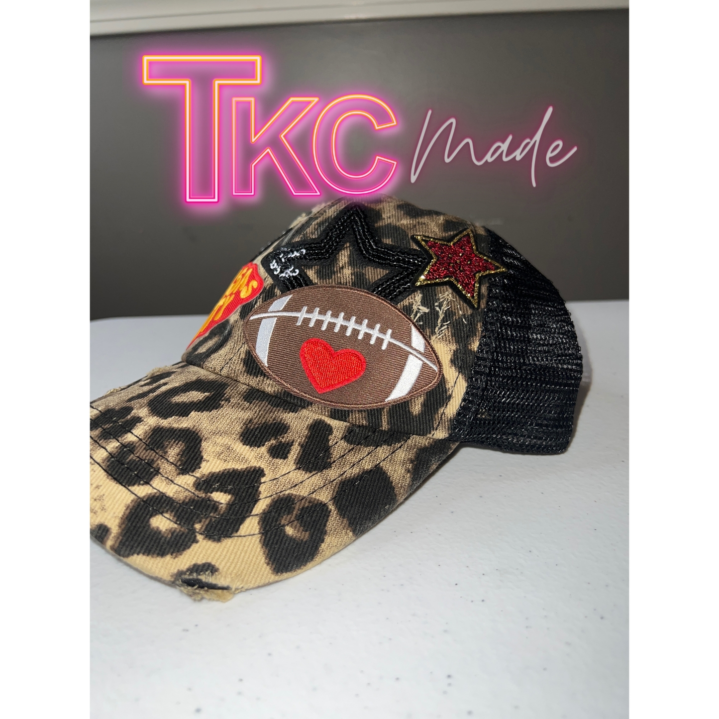 KC Leopard Print Women's fit Ponytail Hat *Choose your favorite player's number*
