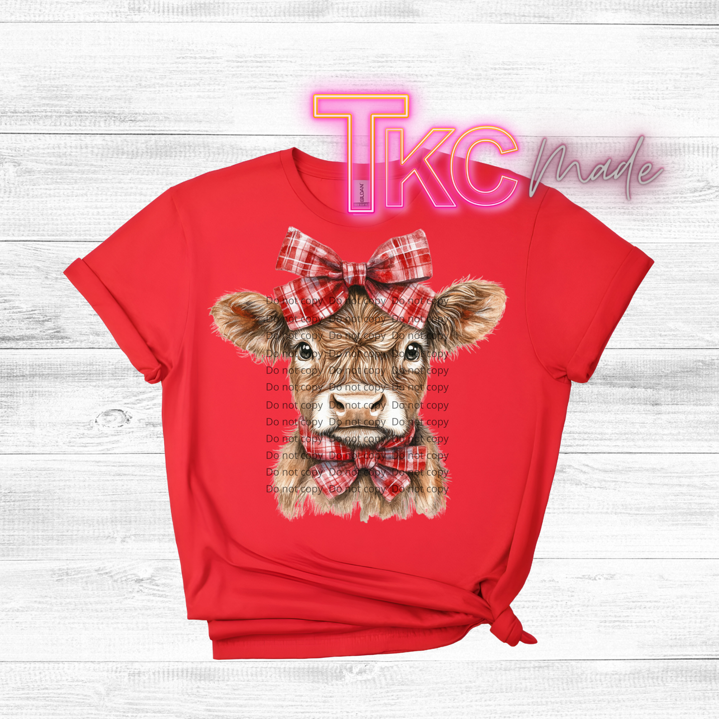 Christmas highland cow with bow