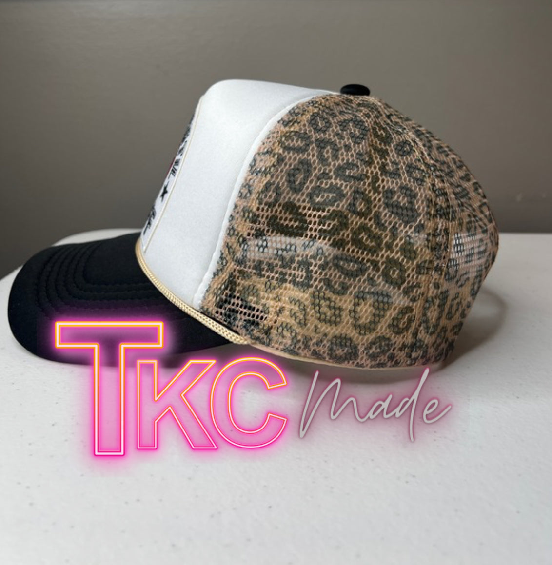 Classy until kickoff leopard print mesh back trucker hat