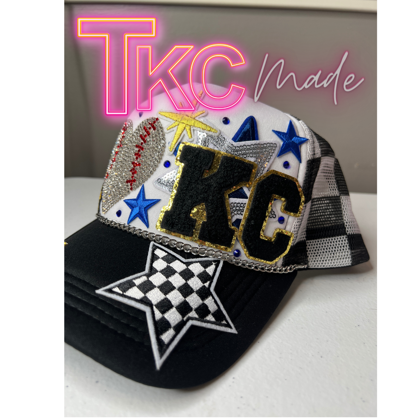 KC bling heart baseball hat *optional custom number*