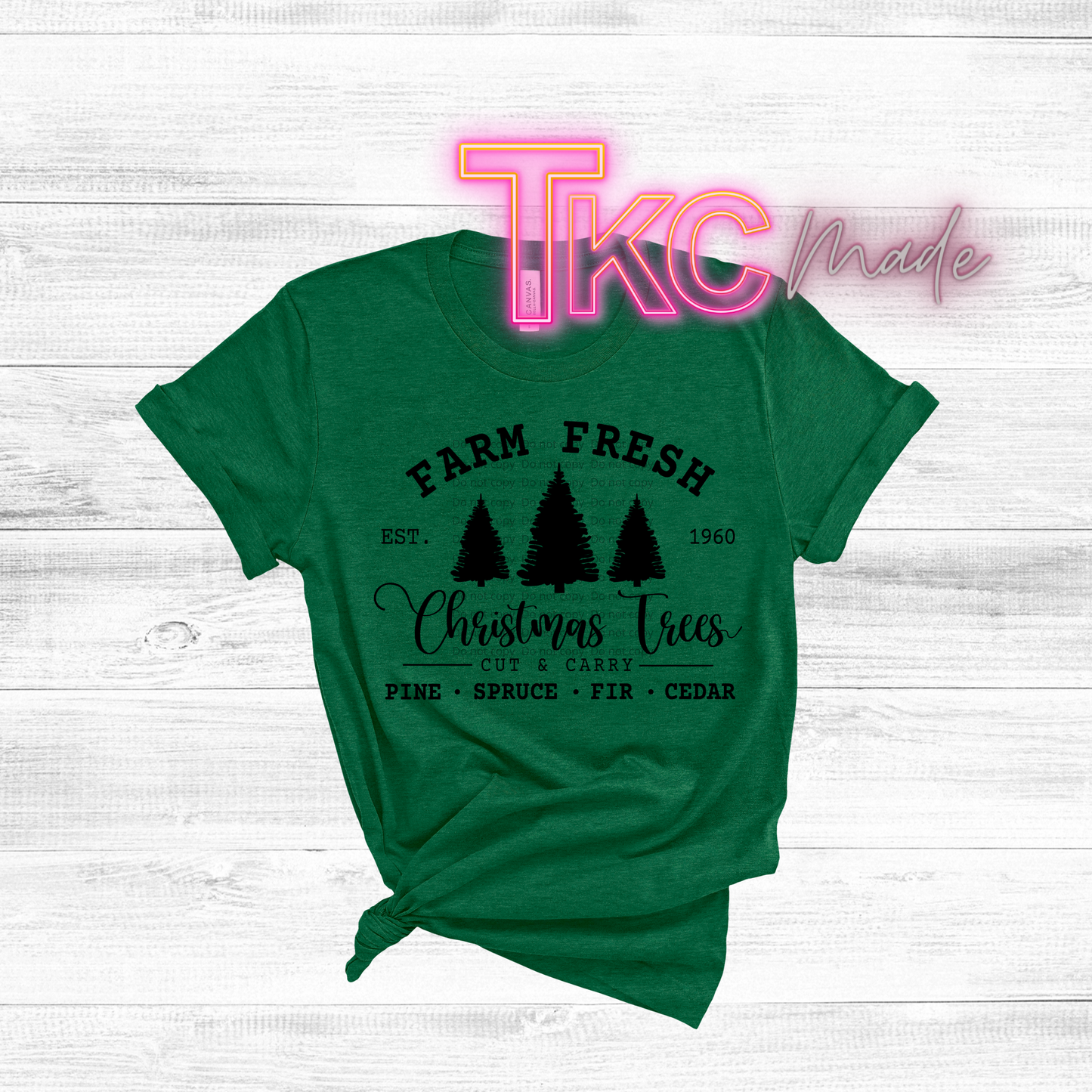 Farm Fresh Christmas Trees available in black or white print
