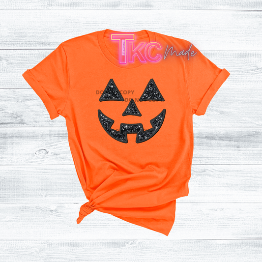 Faux embroidery glittery Jack O Lantern