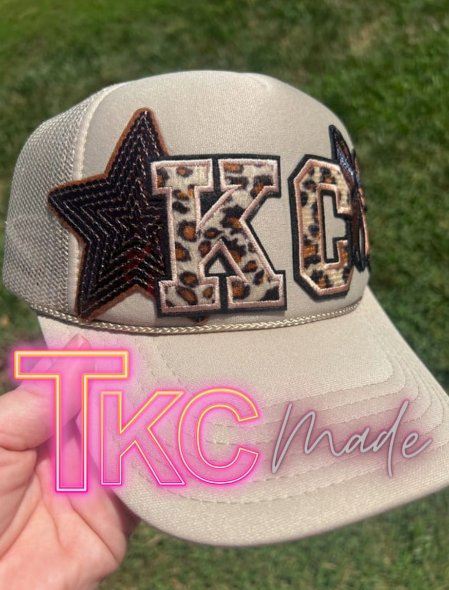 KC leopard football bow hat