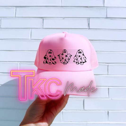 Floral ghosts trucker hat-Please tell me if you want black or white ghosts