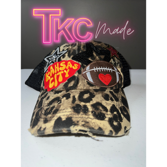 KC Leopard Print Women's fit Ponytail Hat *Choose your favorite player's number*