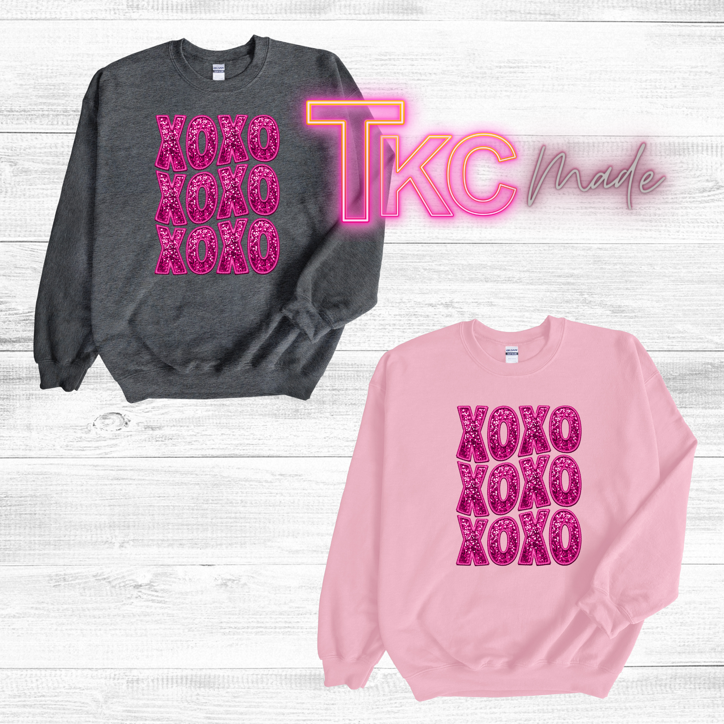 Pink xoxo faux glitter