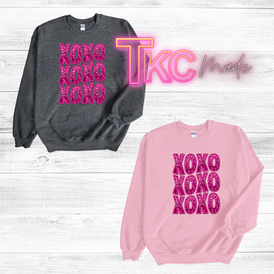 Pink xoxo faux glitter