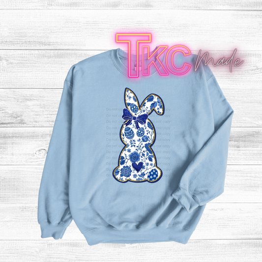 Blue floral bunny