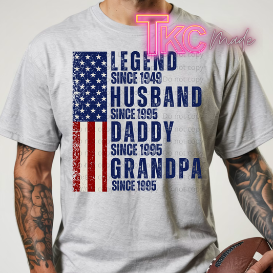 Flag Legend, Dad, Grandpa-Custom names