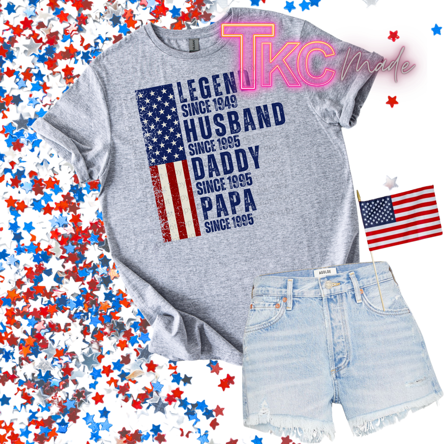 Flag Legend, Dad, Grandpa-Custom names