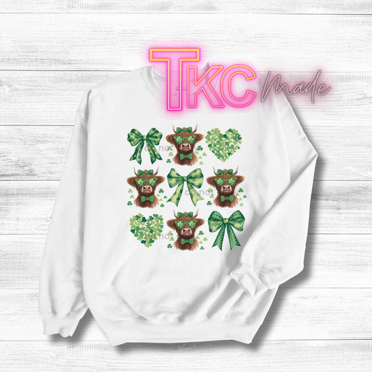 Highland cow coquette St. Patrick's Day