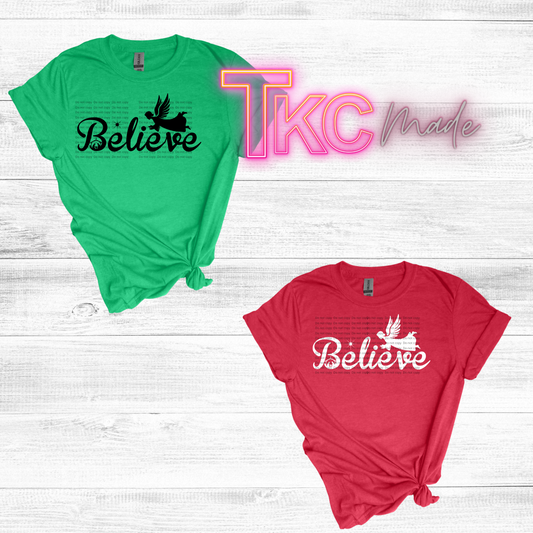 Believe with Angel available in black or white for the design