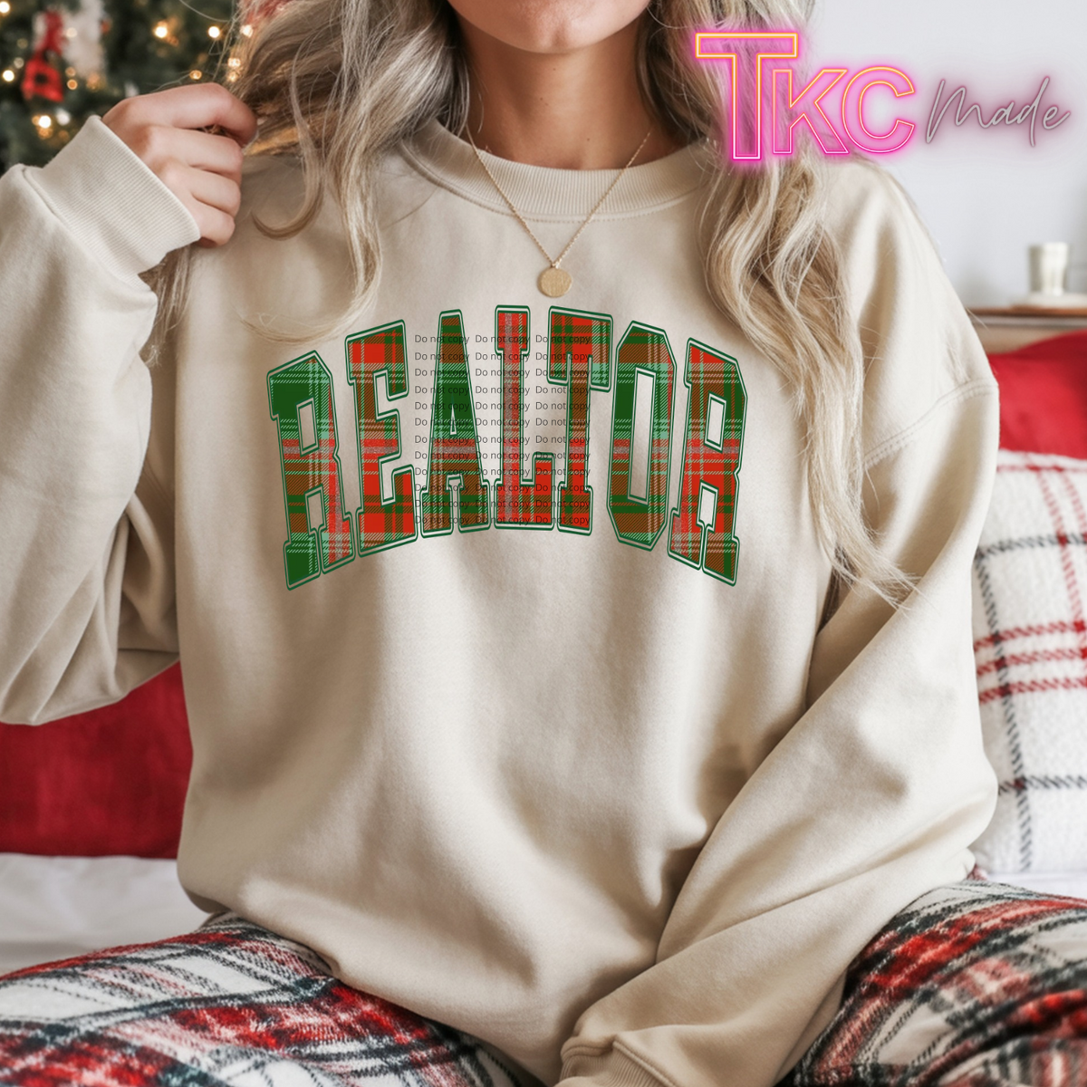 red and green plaid with the word realtor