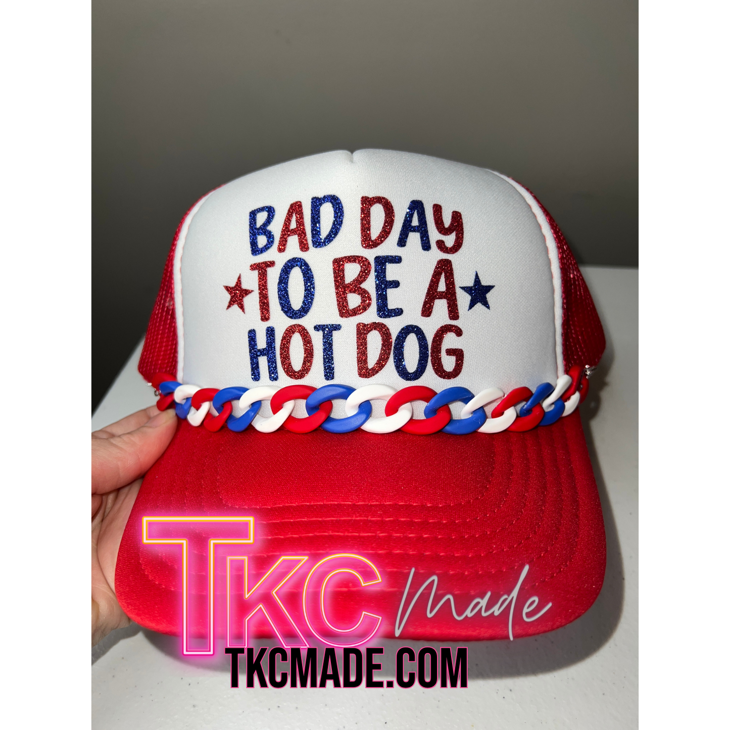 bad day to be a hot dog glitter sparkle hat