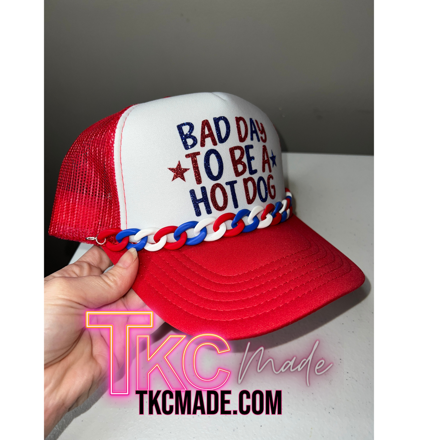 bad day to be a hot dog glitter sparkle hat