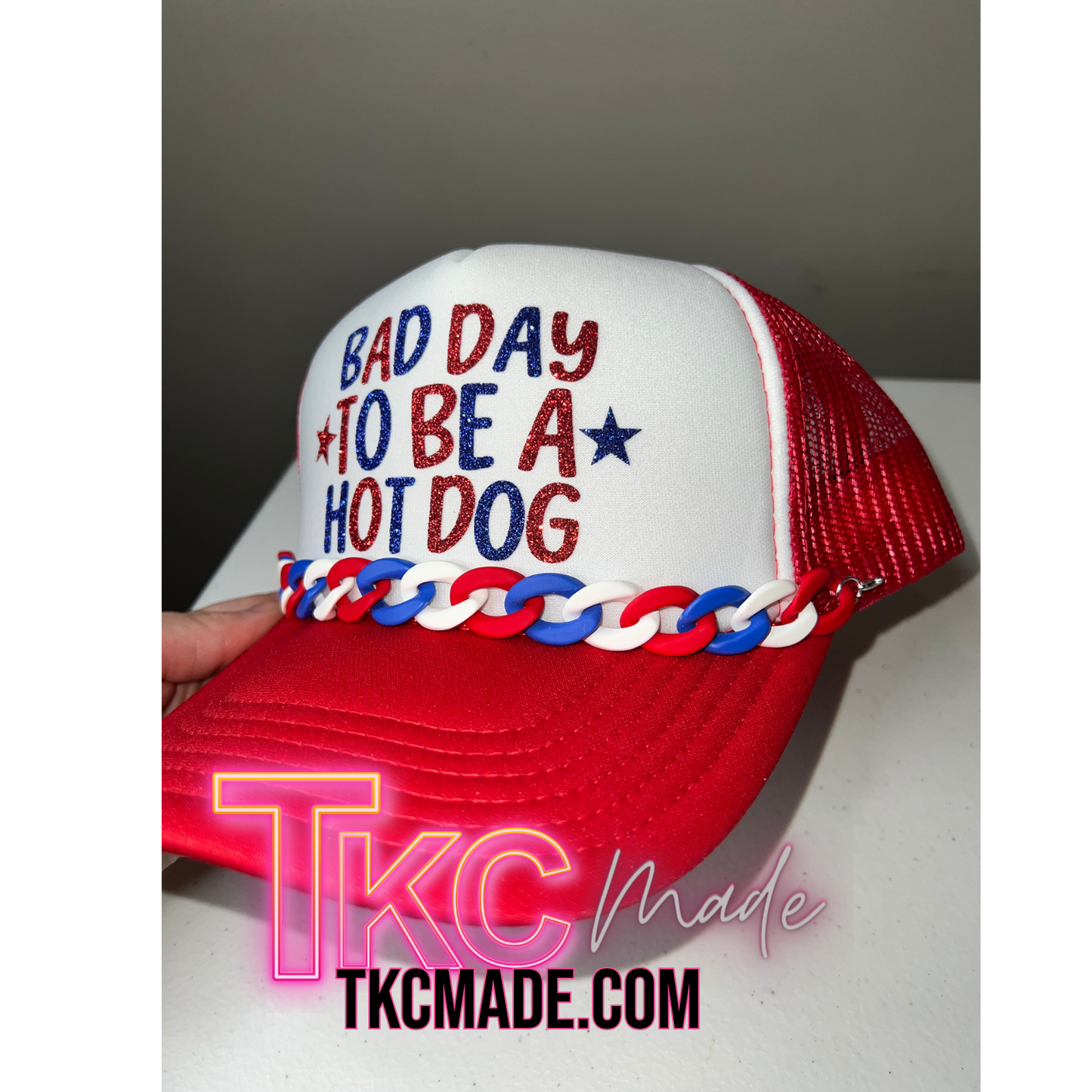 bad day to be a hot dog glitter sparkle hat