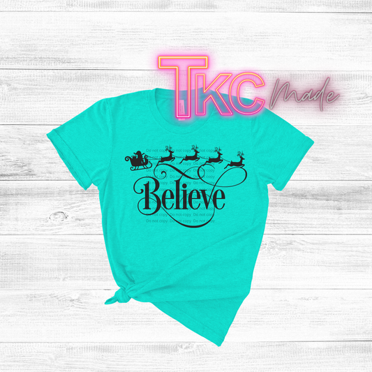 Believe with reindeer- available in black or white print