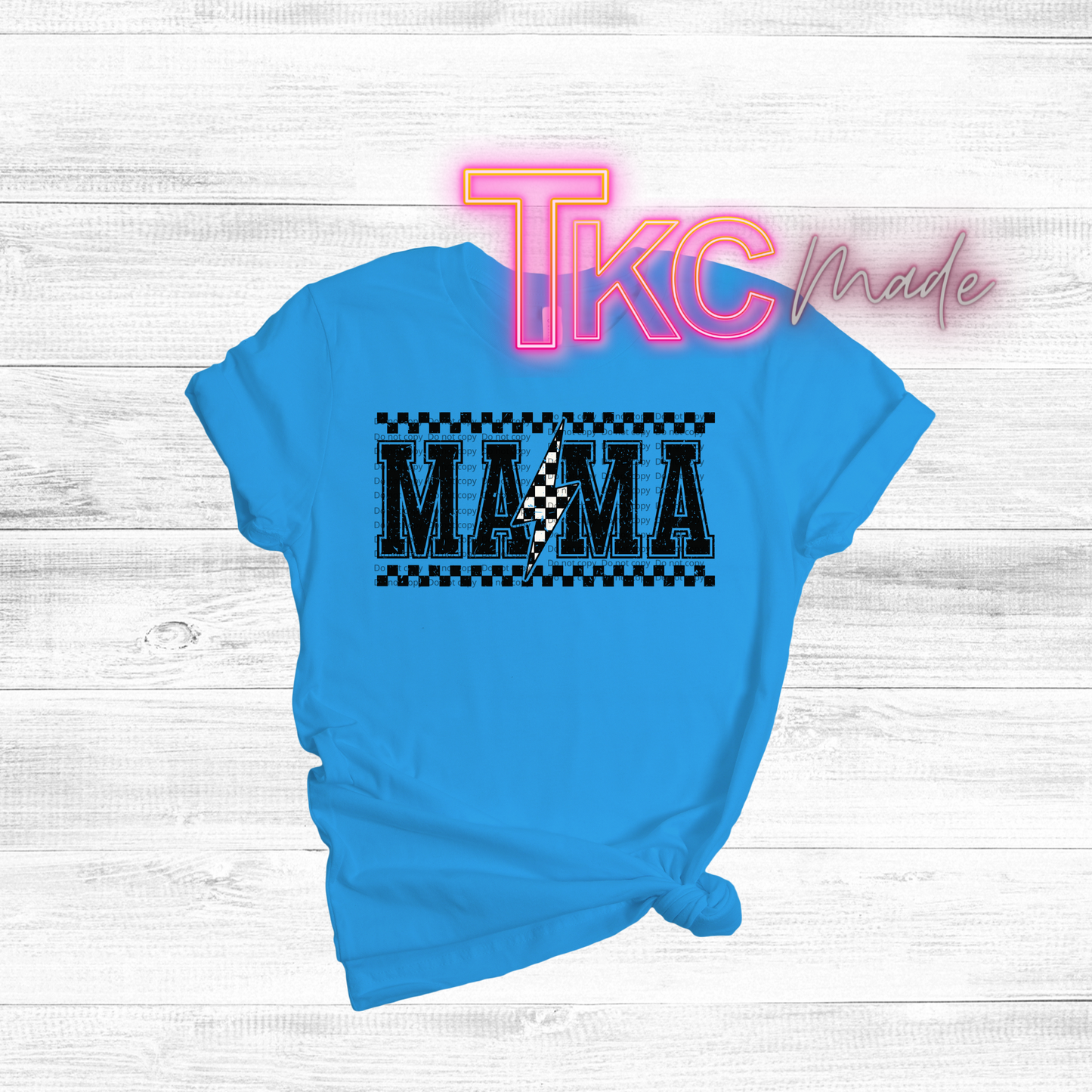 Mama lighting bolt checkered