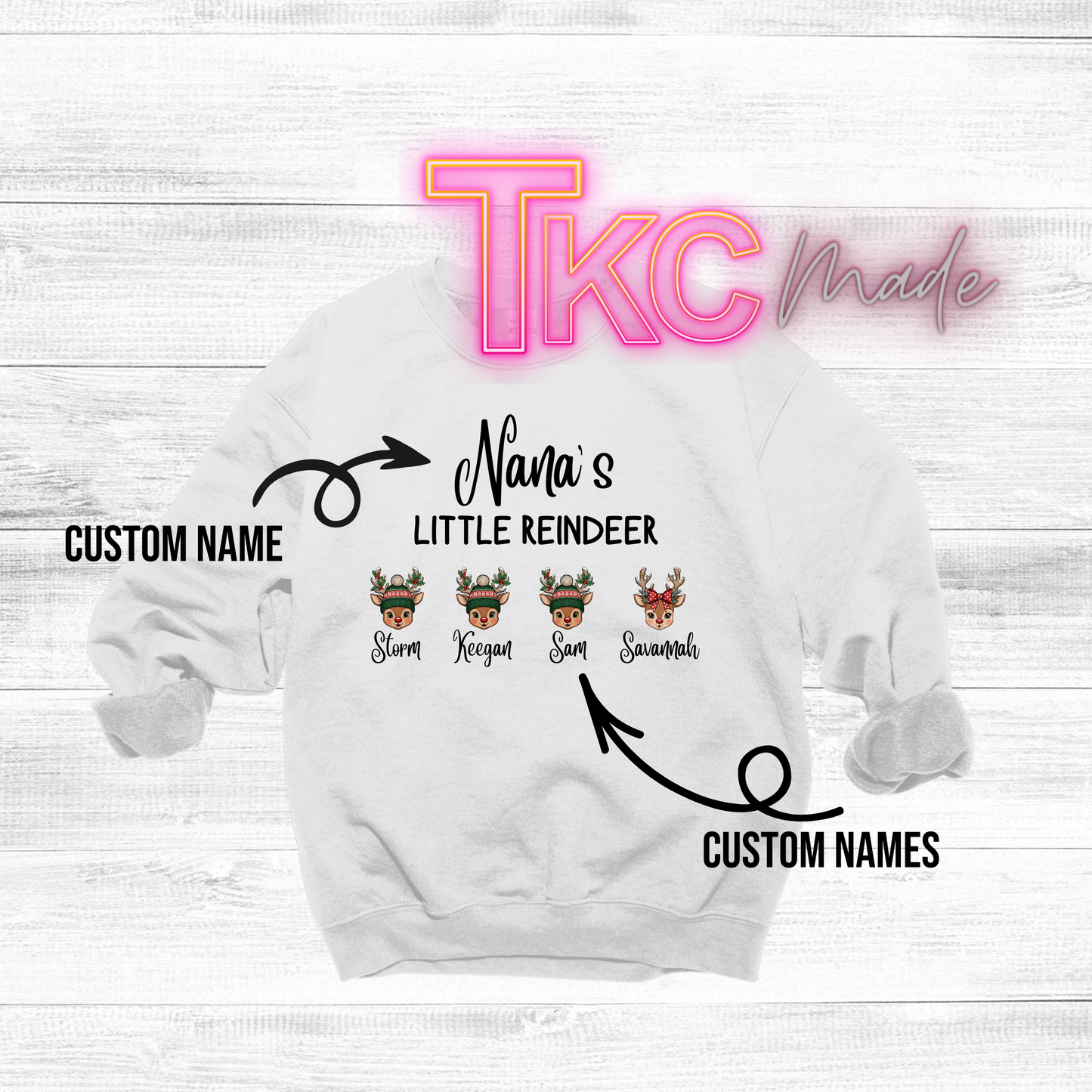 Personalized Nana's little reindeer kids or grandkids