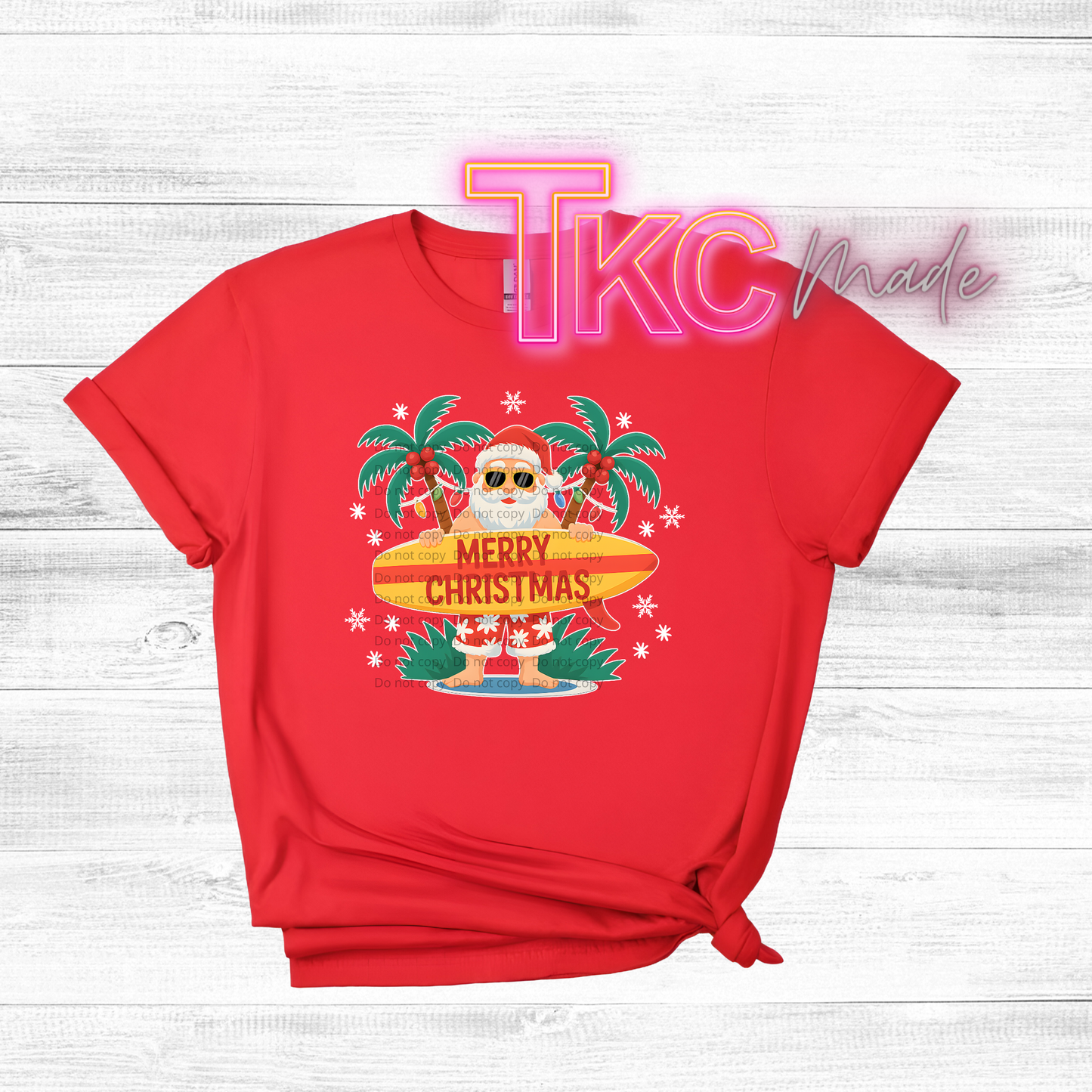 Tropical Santa matching family Christmas