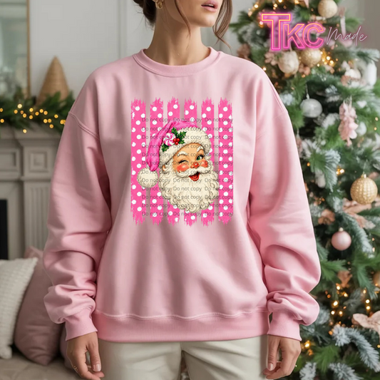 Pink vintage dot Santa