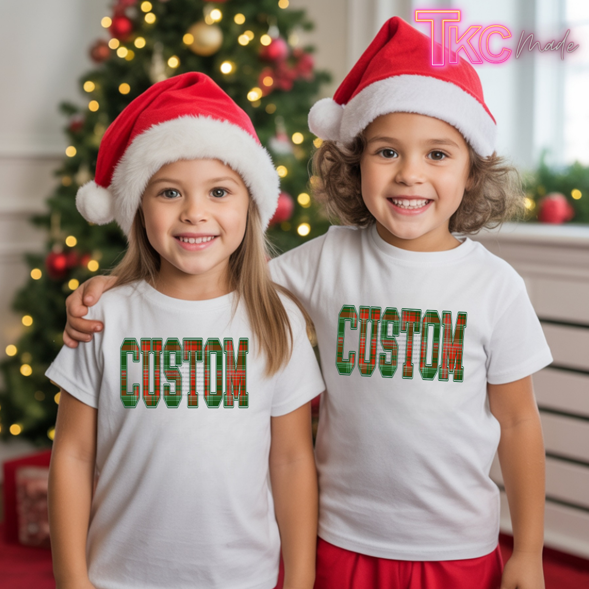 Plaid Custom straight name- Kid sizes