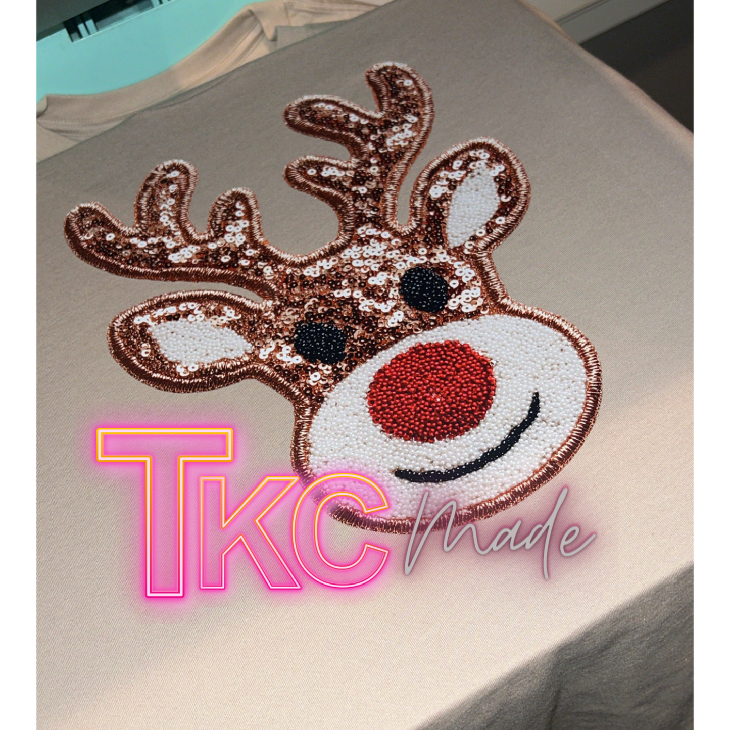 Reindeer faux sequin patch