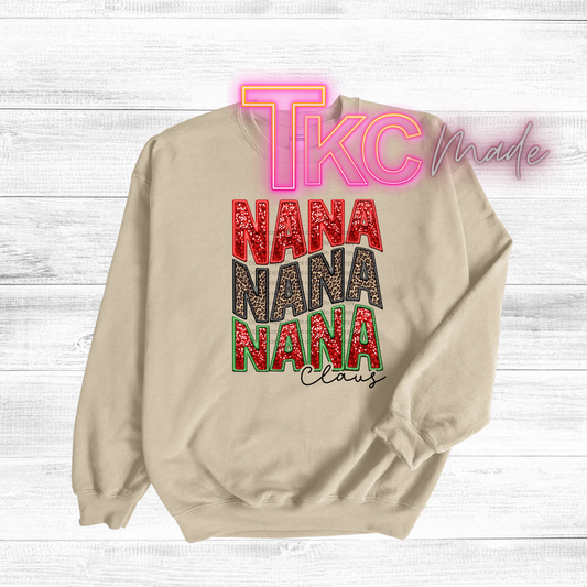 Nana Claus faux glitter leopard