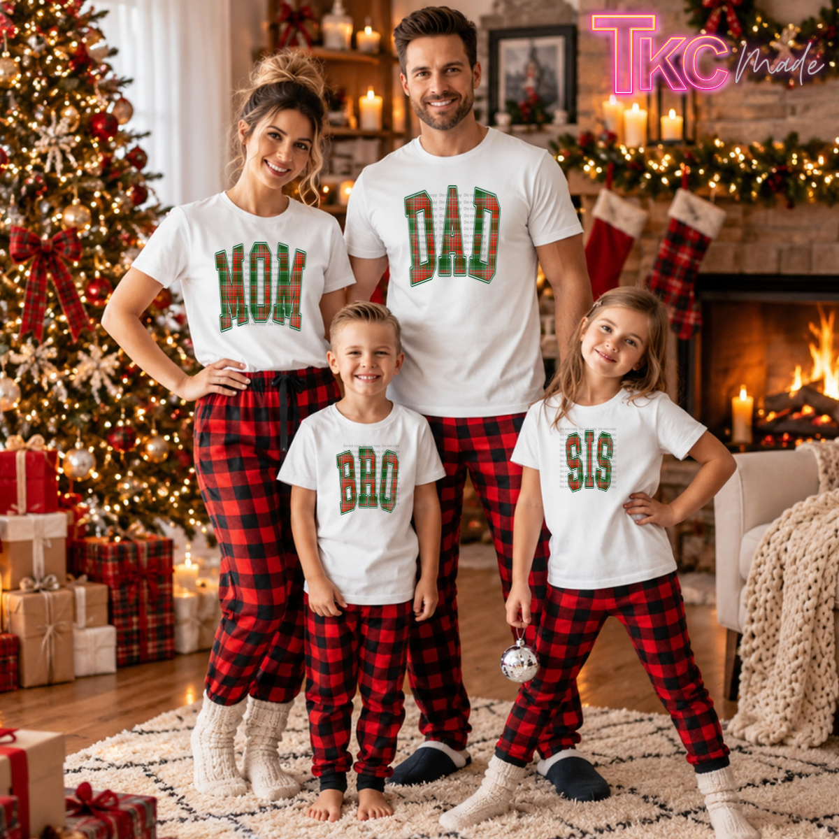 Plaid Custom arched name- Kid sizes