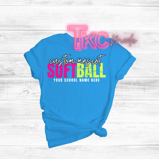 Custom Mascot Softball with optional school name
