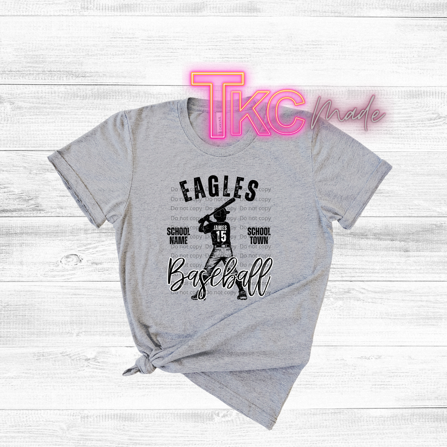 Custom Baseball Mascot -School Name -City