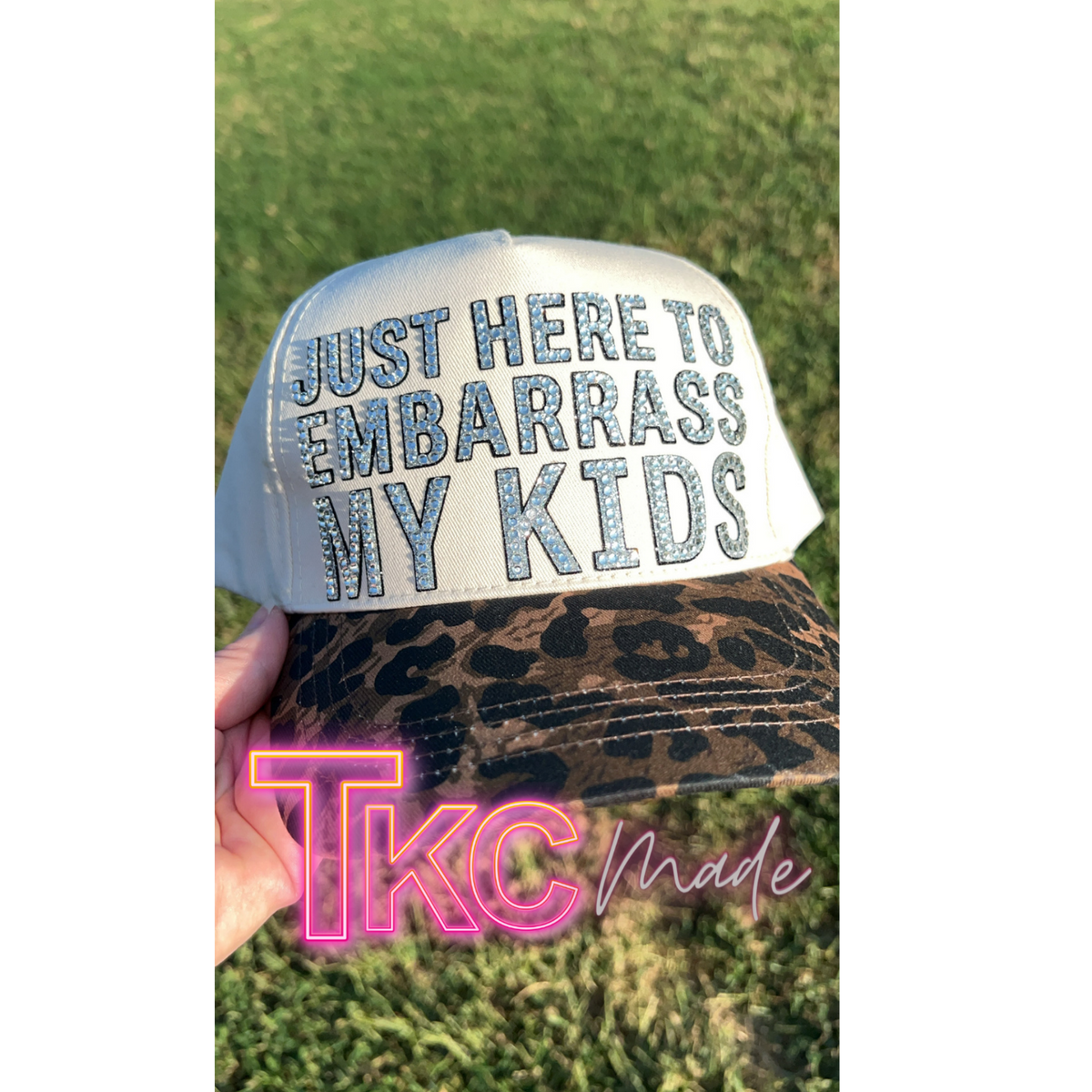 Just here to embarrass my kids bling hat