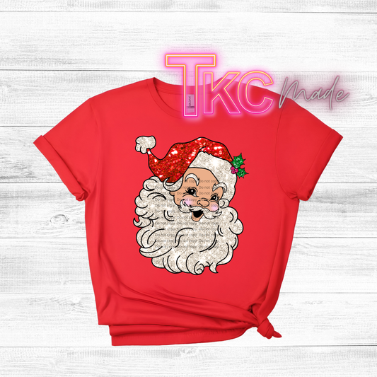Red sequin glitter Santa