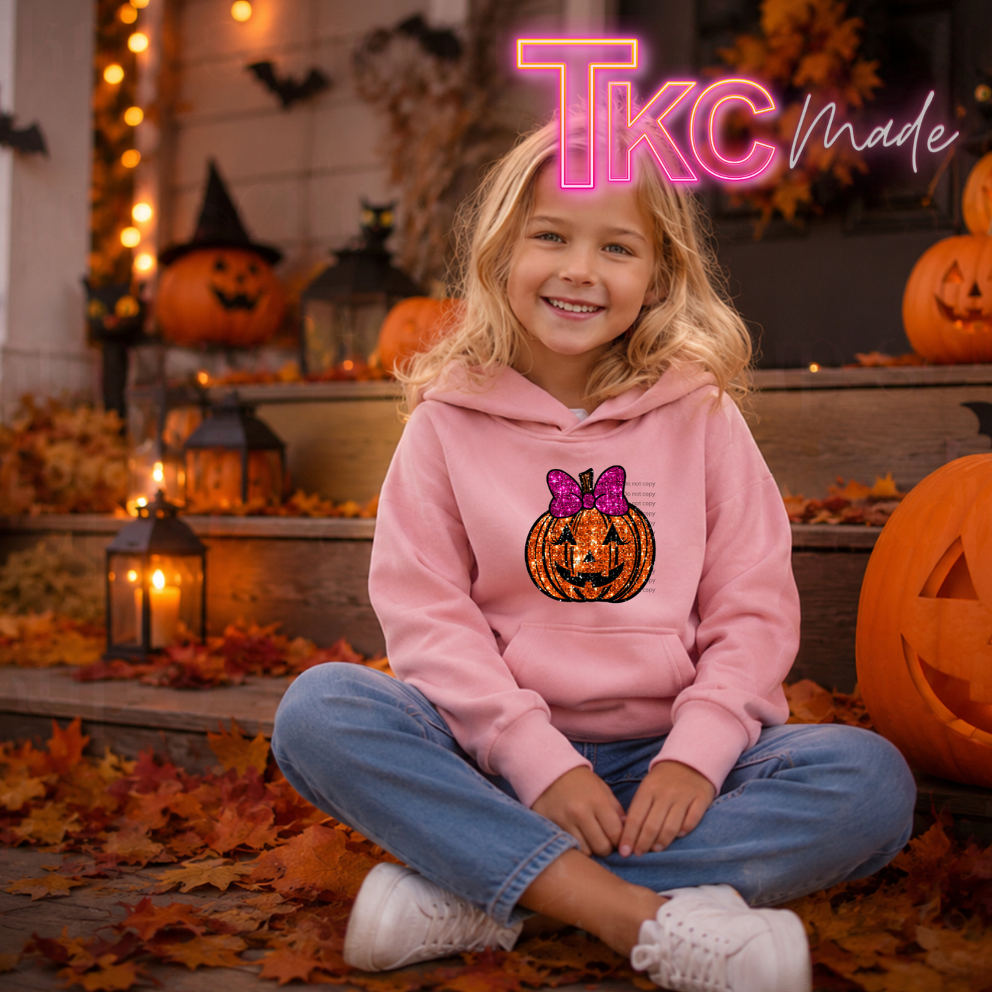 Sequin pumpkin girl