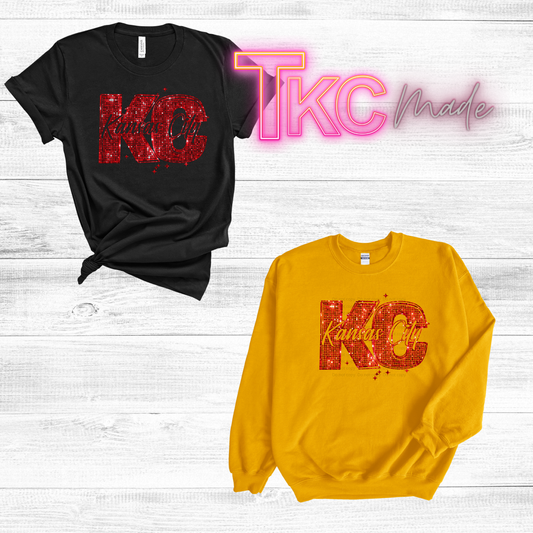 red KC faux sequin