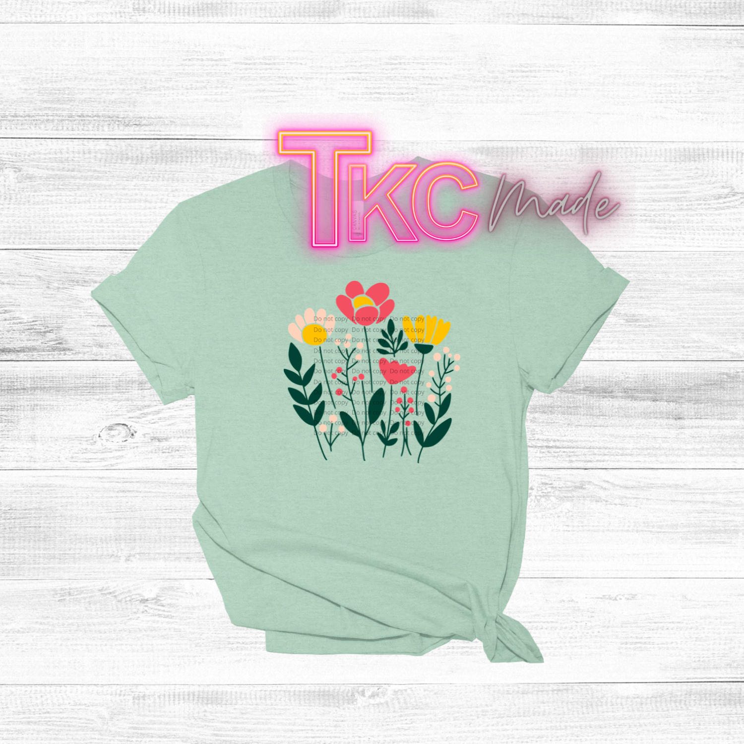 tee shirt with spring floral arrangement 