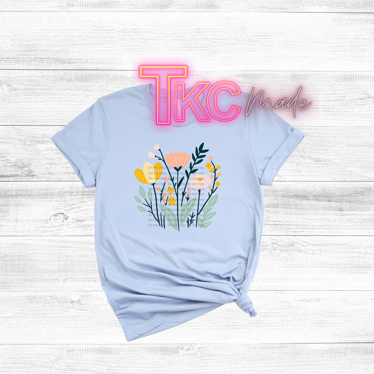tee shirt with spring floral arrangement 