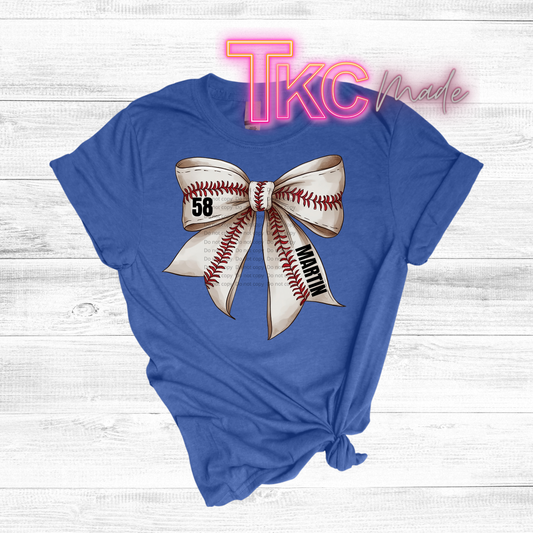 baseball bow custom name and number