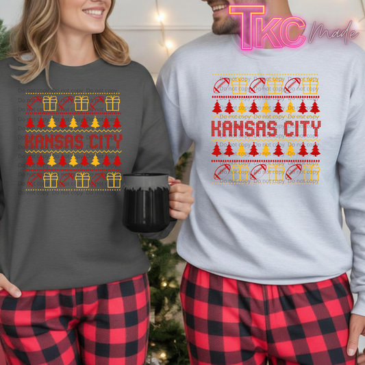 Kansas City Ugly Christmas sweater Yellow & Red