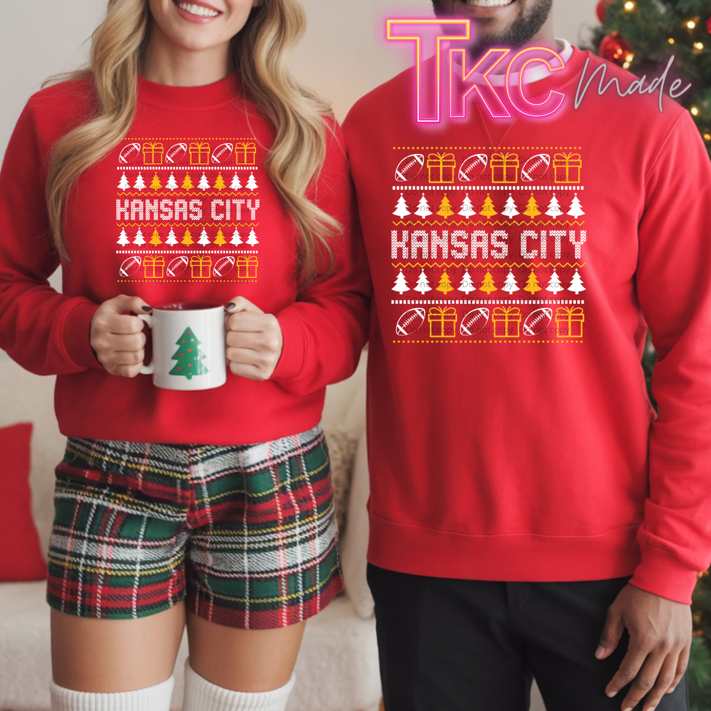 Kansas City Ugly Christmas sweater Yellow & white