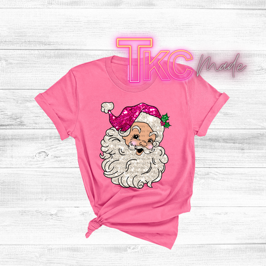Pink glitter Santa