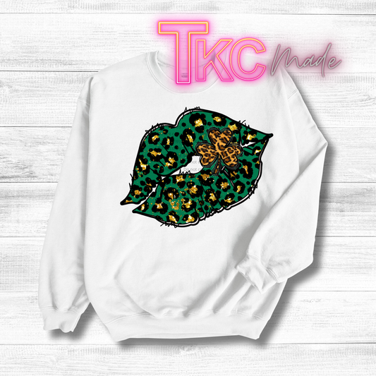 St. Patrick's Day Lips with Leopard Print