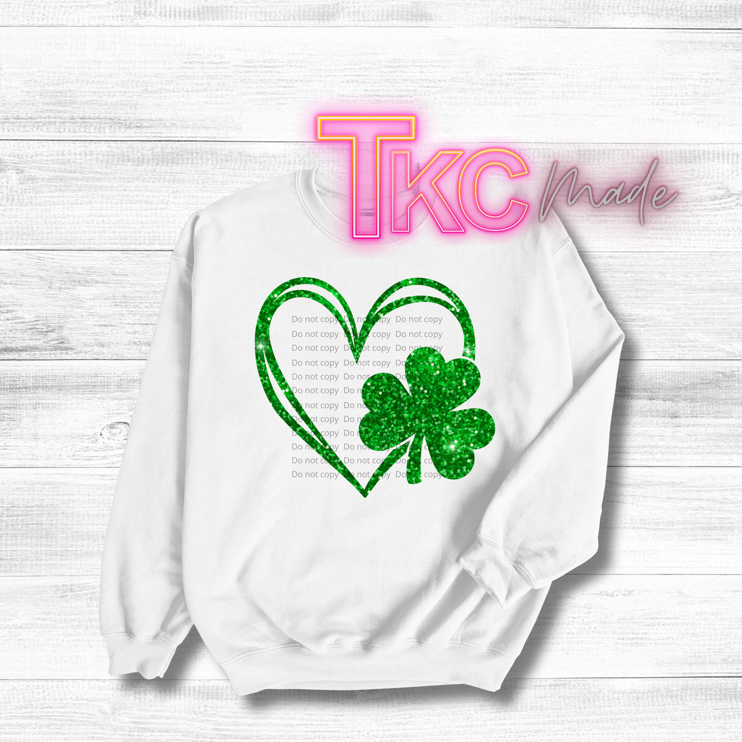 faux green glitter shamrock heart