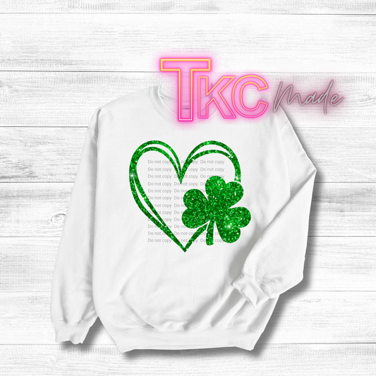 faux green glitter shamrock heart