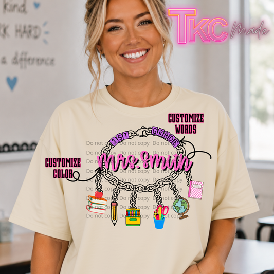 custom Mrs. teacher bracelet