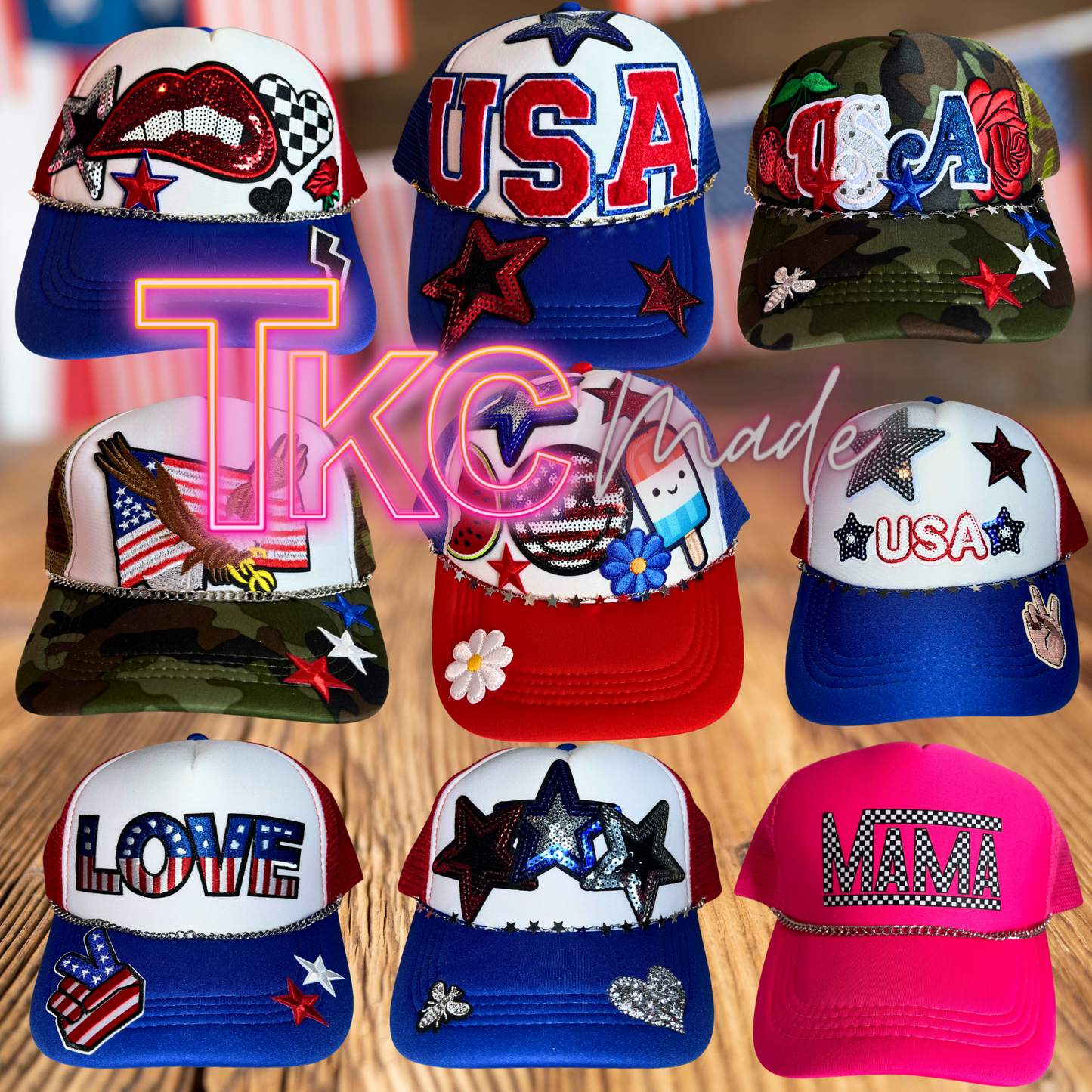 Patriotic Trucker Hats-Ship in 1-2 days