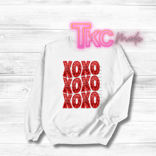 Red xoxo faux glitter