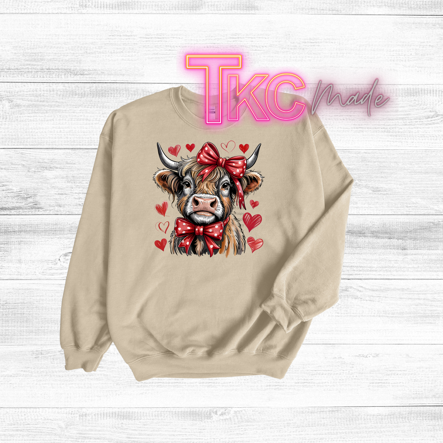 highland cow valentine heart full color